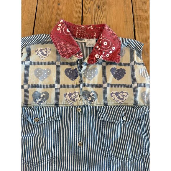 Vintage Coastline Sleeveless Button Up Western Coastal Grandma Large Cotton - Picture 2 of 6